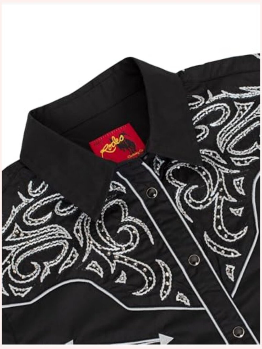 Western Embroidered Button Down Shirt with Diamond Studs Long Sleeve Women - Picture 3 of 3